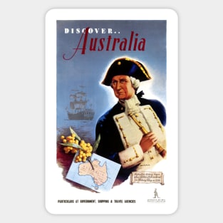 Vintage Travel Poster Discover Australia Sticker